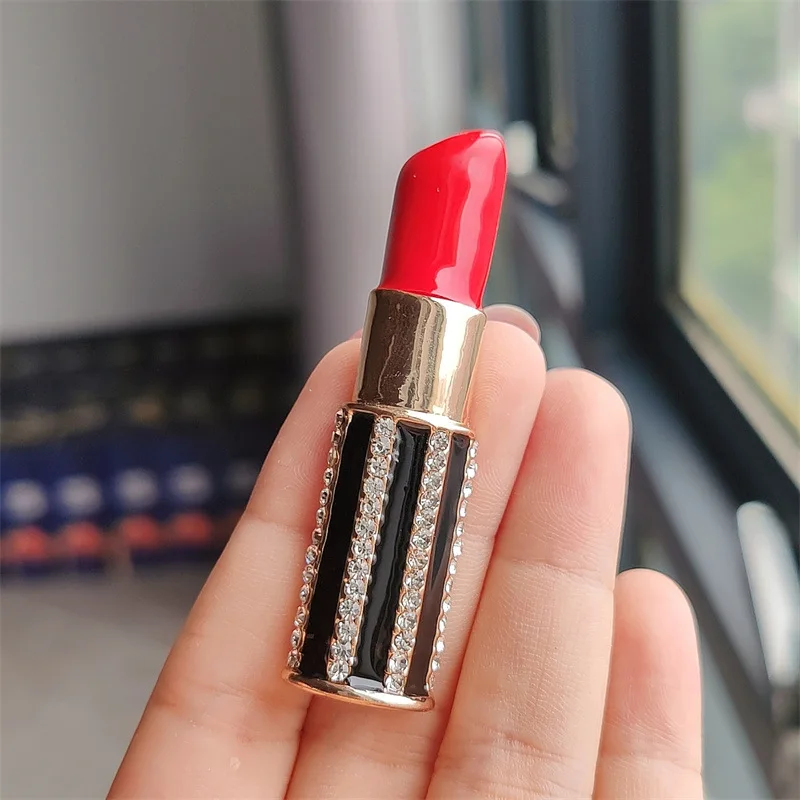 fashionable simple colorful enamel lipstick brooch women clothing accessories pins jewelry