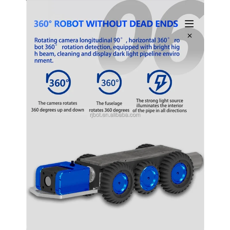 RJ-BOT K22-B CCTV التفتيش الصناعي Ro bot مع عين السمكة كام عصر CMOS الاستشعار للرؤية الليلية للكشف الداخلي لخطوط الأنابيب #5