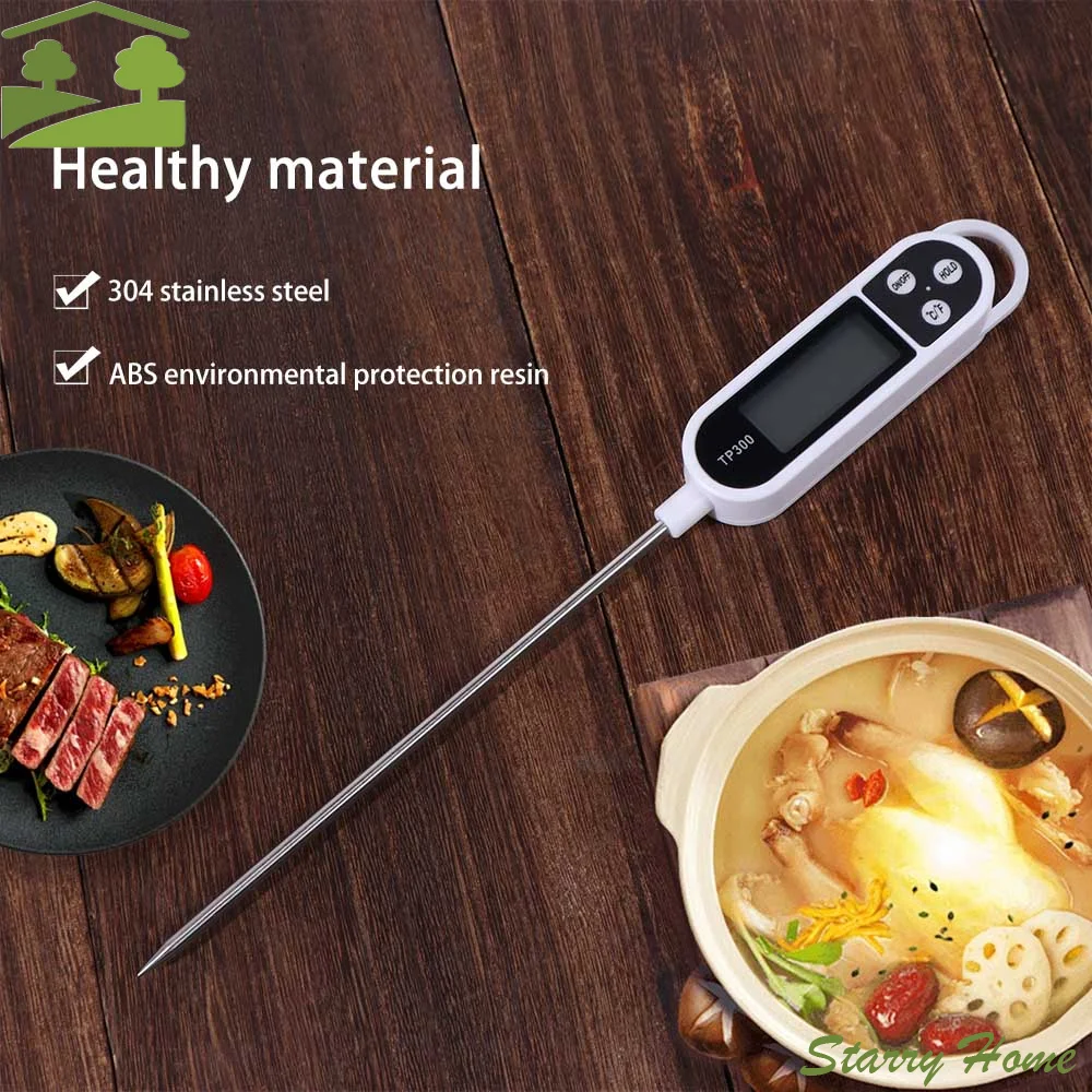 TP300 Probe Food Thermometer Electronic Display Accurate Digital Food Thermometer Stainless Steel Long Probe Kitchen Tools Water