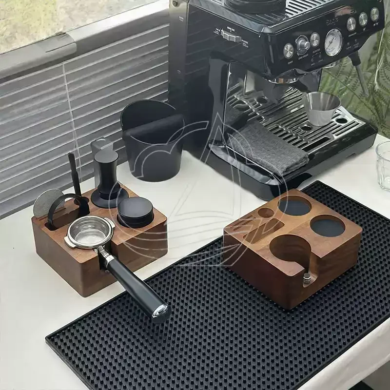 

Adjustable Solid Wood Coffee Tamper Stand Fit 51/54/58mm Multifunctional Portafilter Support Base
