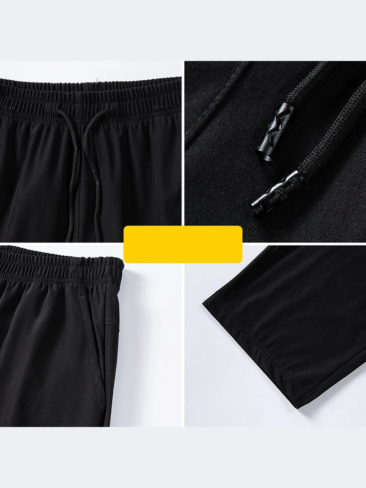 Large Size Breeches Summer Thin Shorts Men\'s Casual Elastic Male Shorts Sports Running Loose Quick-drying 3/4 Length Trousers