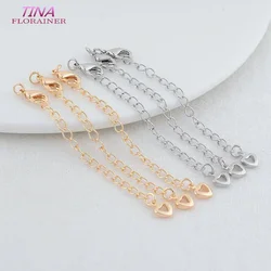 5CM 6PCS 14K Gold Color Brass Heart Extender Chain with Lobster Clasps High Quality DIY Jewelry Accessories