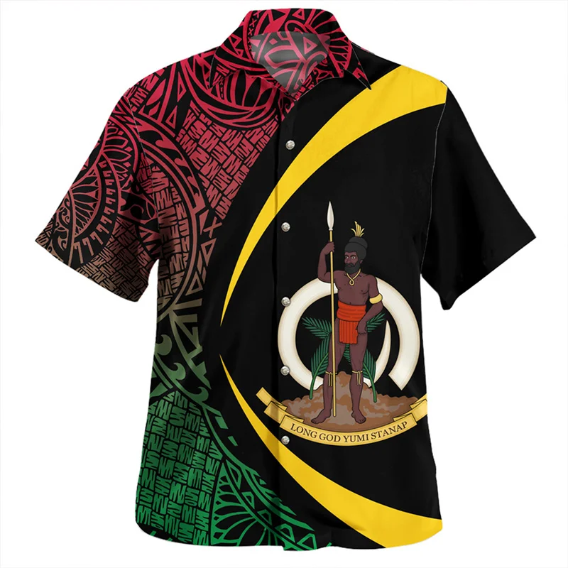 

Harajuku Summer 3D The Republic Of Vanuatu National Flag Printing Shirts Men Vanuatu Emblem Graphic Short Shirts Fashion Blouses