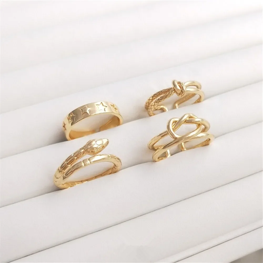 14K plated gold Knot ring snake-like ring five-pointed star ring cold light luxury net red index finger ring