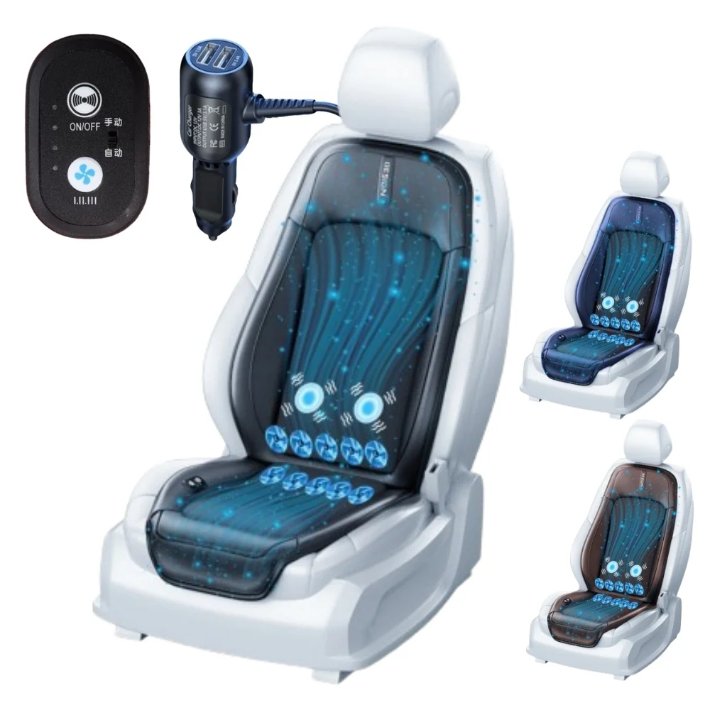 

Ventilated Car Seat Cushion Cover with Massage Air Flow Mesh Cooling Car Seat Massager Cushion Cooled Seat Cover 12V/24V