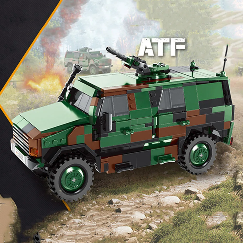 

Batisbricks Ww Germany Aft Building Block Modern Military Allschutz-Transport-Fahrzeug Dingo Bricks、 Construction Toys For Boy