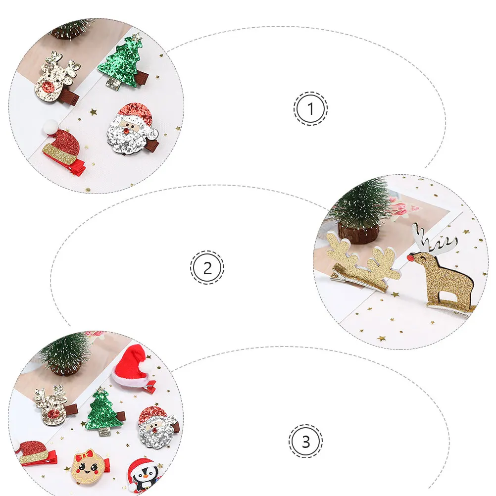 

4 Pcs Gold Hair Clip Accessories Christmas Clips Pins Barrettes Non-woven Fabric