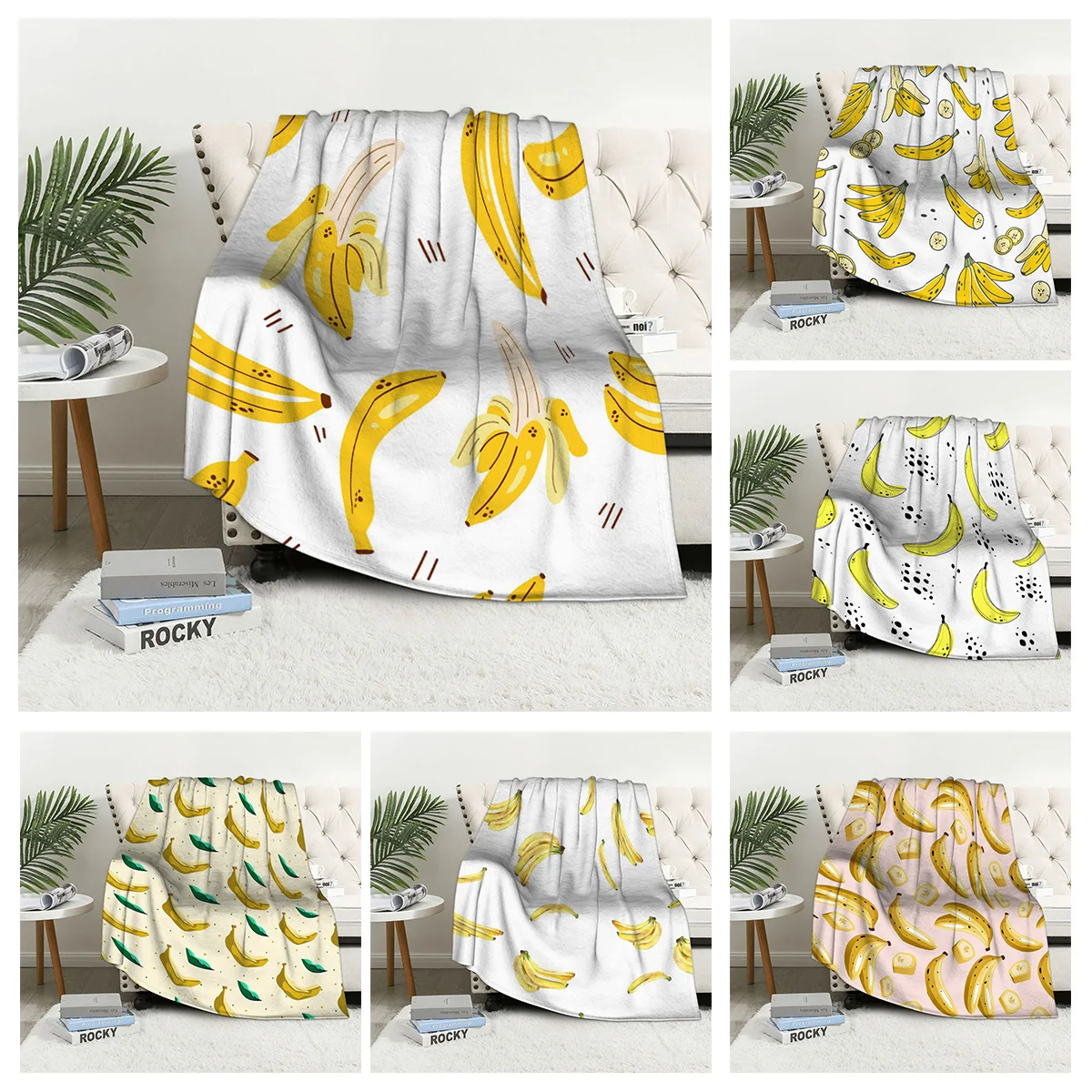 

Home decoration plush Throw Sofa blanket Bedspread bed fluffy soft blankets decor Plaid Modern Halloween Fruit plant fresh ins