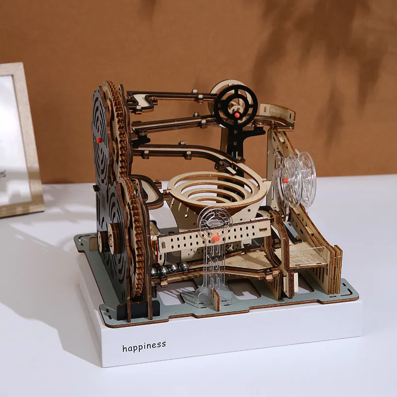 ชุดรางลูกแก้วไม้ 3 มิติ OUZEY Electric, ชุดประกอบโมเดลกลไก DIY สำหรับผู้ใหญ่และวัยรุ่น, ของเล่น STEM เพื่อการศึกษาและของขวัญ