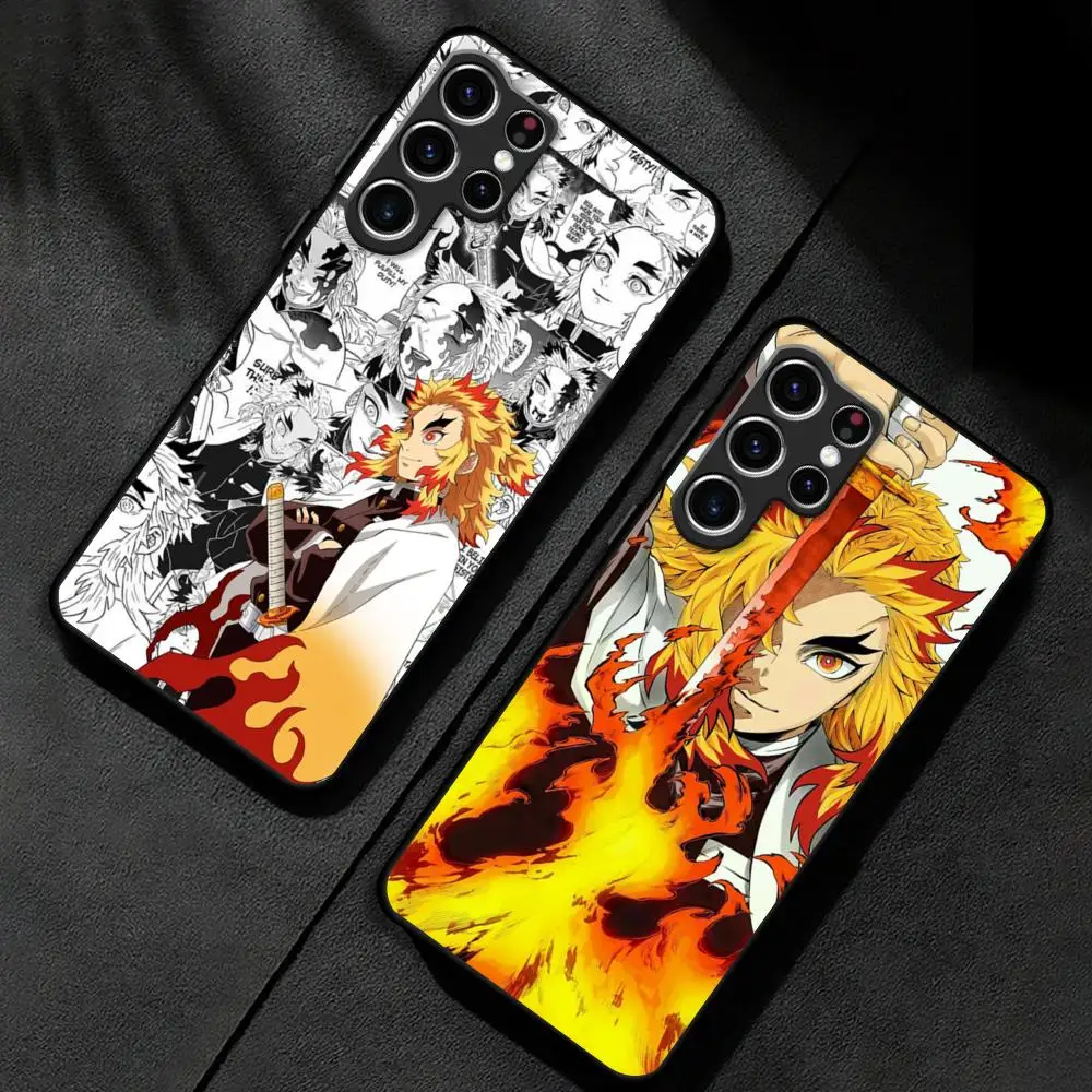 Kimetsu No Yaiba Kyojuro Rengoku Phone Case For Samsung Galaxy S25 S24 S23 S22 S21 S20 Plus Ultra Note20 Soft Black