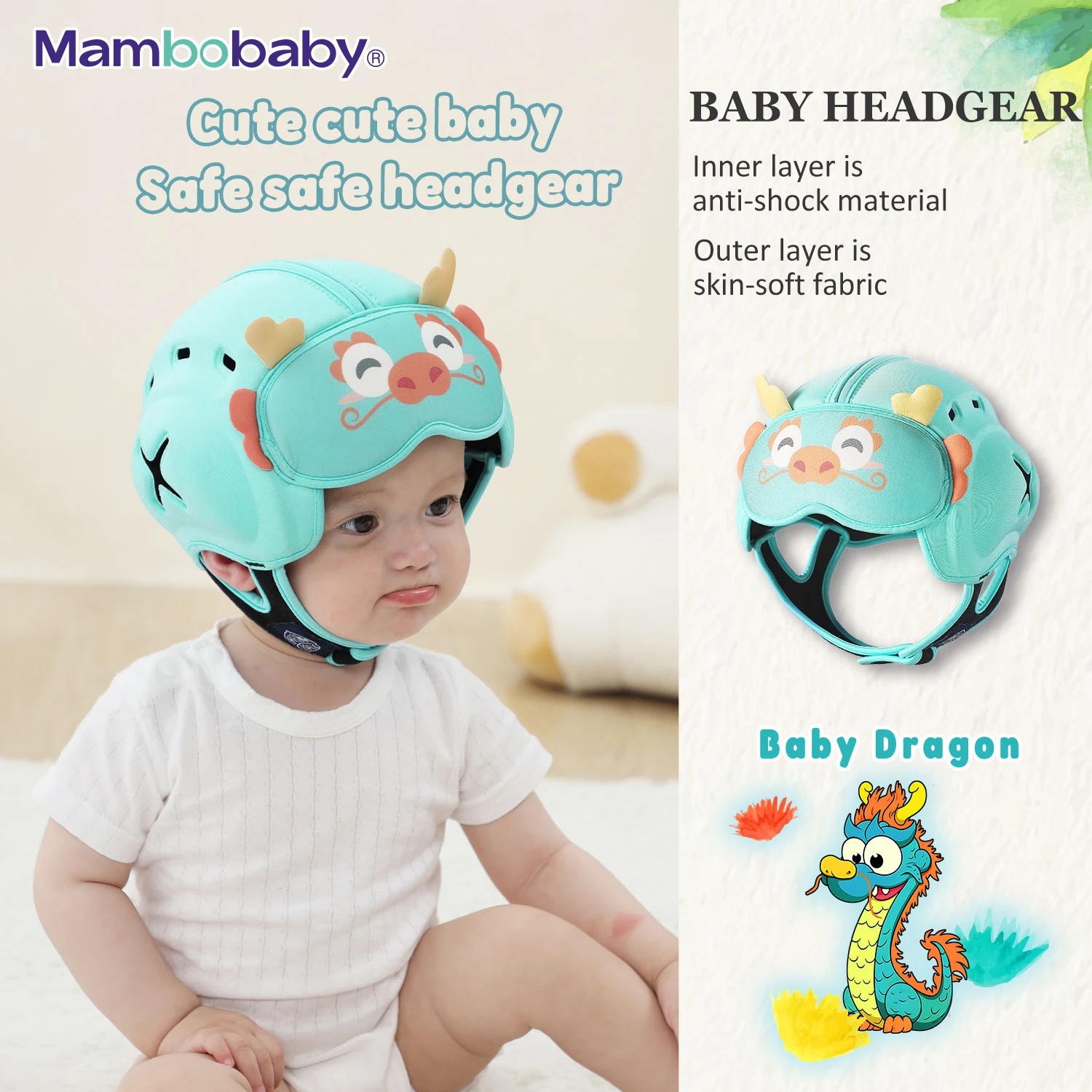 Mambobaby Safe Anti-Shock Baby Helmet Toddler Head Protector Headgear for Infant Learn Crawl, Walk Prevent Injury from Bump Fall image 8