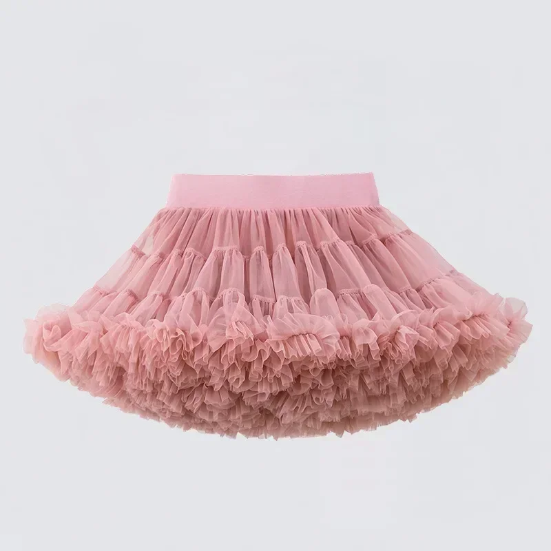 Falda de encaje de gasa esponjosa para niñas, enagua de tutú de colores sólidos, Falda de baile para niñas, enagua de tul de Navidad, 1-8T, B062