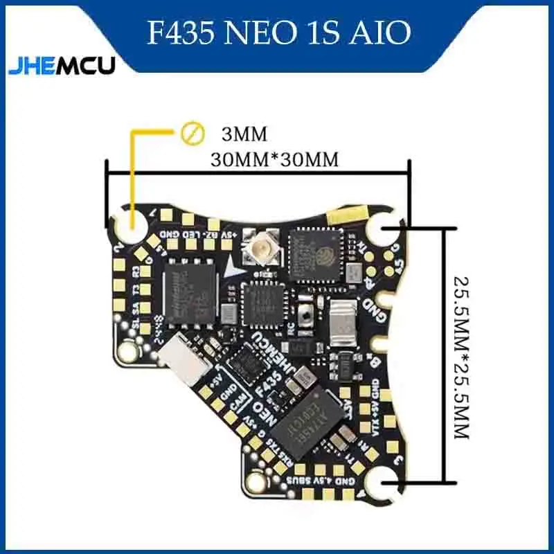 

JHEMCU F435 NEO 1S AIO Flight Control With 4-in-1 Integrated 5A ESC Dshot300 External TYPE-C Board for FPV Drone RC Tools