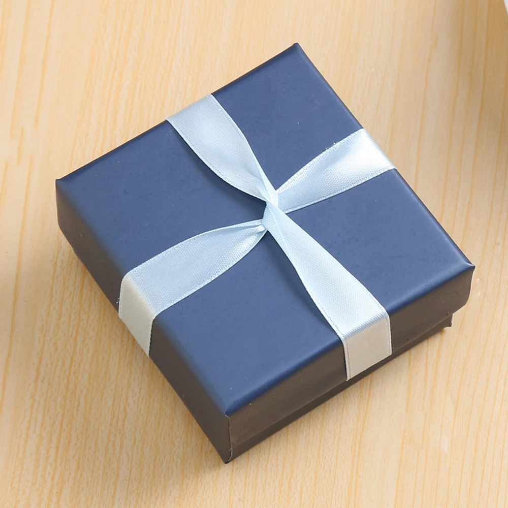 12Pcs 7*7*3.5cm Blue Jewelry Box with Bow Necklaces Rings Earrings Bracelets Jewelry Boxes For Christmas Gifts and Weddings Case