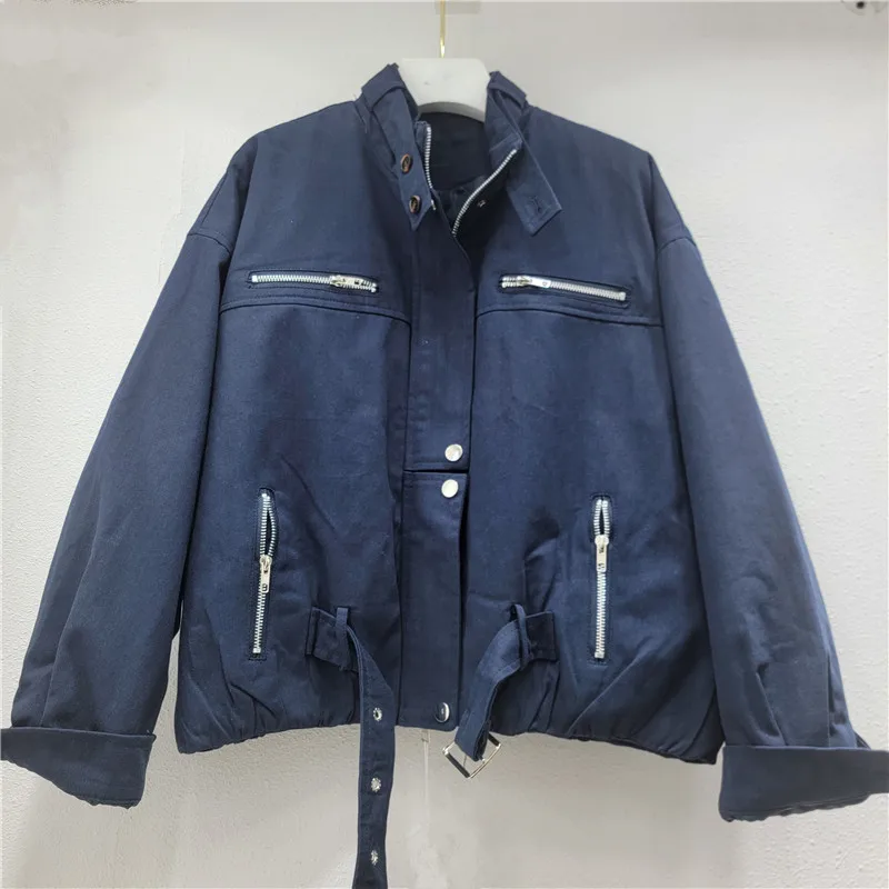 Korte jassen Parka's Dames Ritsjassen Opstaande kraag Casual losse Y2k Streetwear Elegante jas Werkjas Herfst Winter 2025