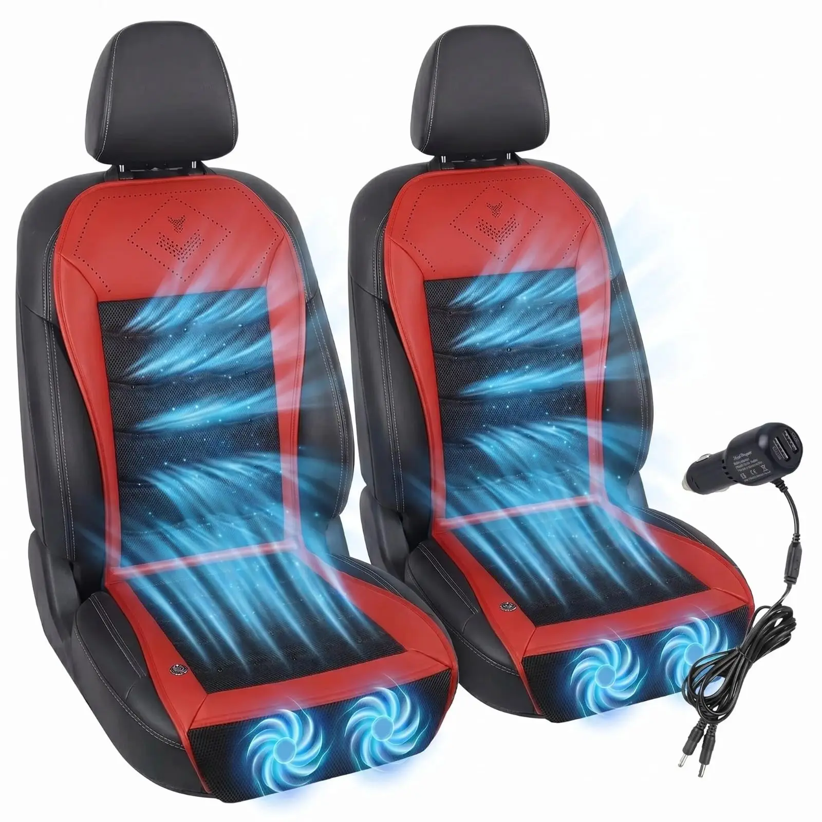 

Cooling Car Seat Cover 12V Ventilated Seat Cooler Covers Smart Auto Start-Stop Air Conditioner Car Seat Cooling Fan