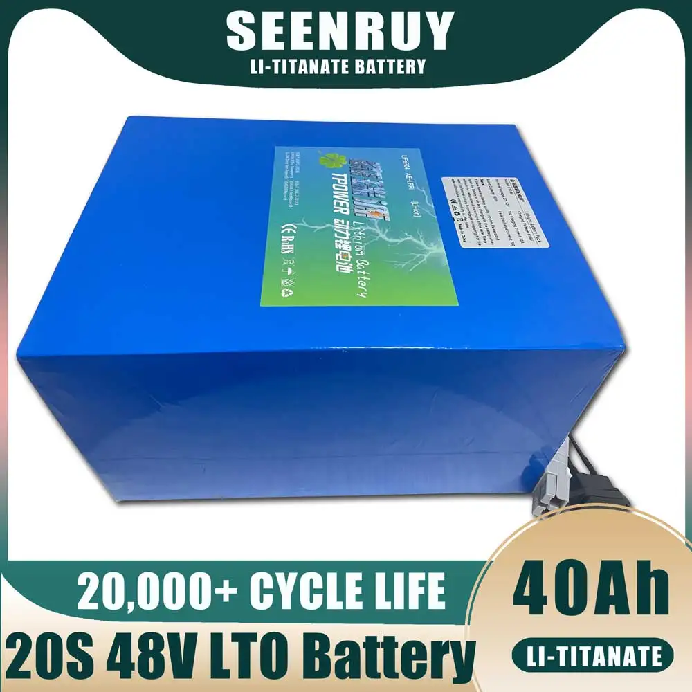 SEENRUY Lithium Titanate Battery Pack 20S 48V 40Ah for 3000W Electric Scooter Motorcycle Provide 5A Charger