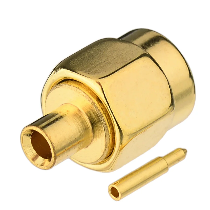 Superbat-RF conector coaxial, SMA braçadeira macho solda ouro, cabo semi-rígido, 086 '', RG405, 10pcs