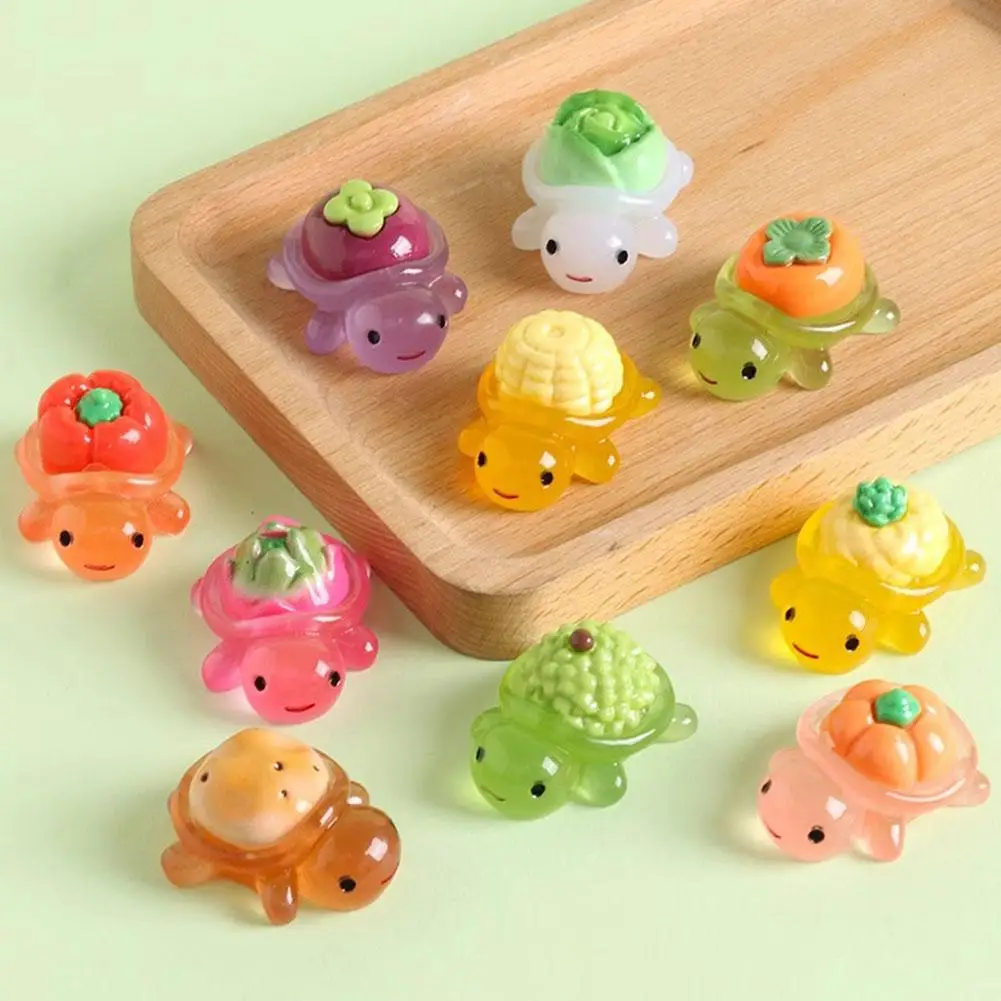 10 stks Landschapsarchitectuur Hars Ambachten Gloeiende Schildpad Tuin Aquarium Miniaturen Ornamenten Mini Lichtgevende Fruit Schildpad Woondecoratie