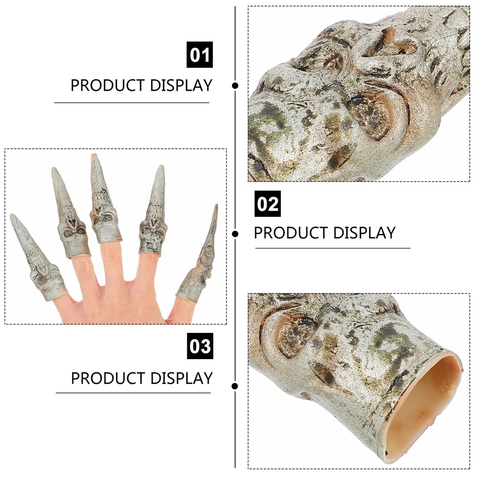 

Fake Nails Scary Finger Props Lightweight Durable Halloween Cosplay Masquerade Skull Face Covers Witch Fingers Creepy Decoration