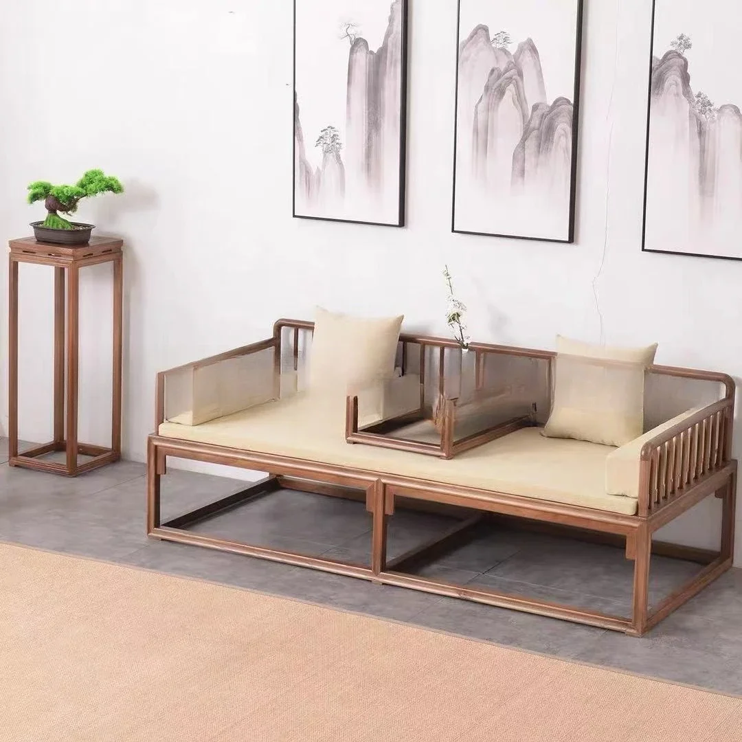 Lit Arhat en noyer, canapé de beauté, canapé simple