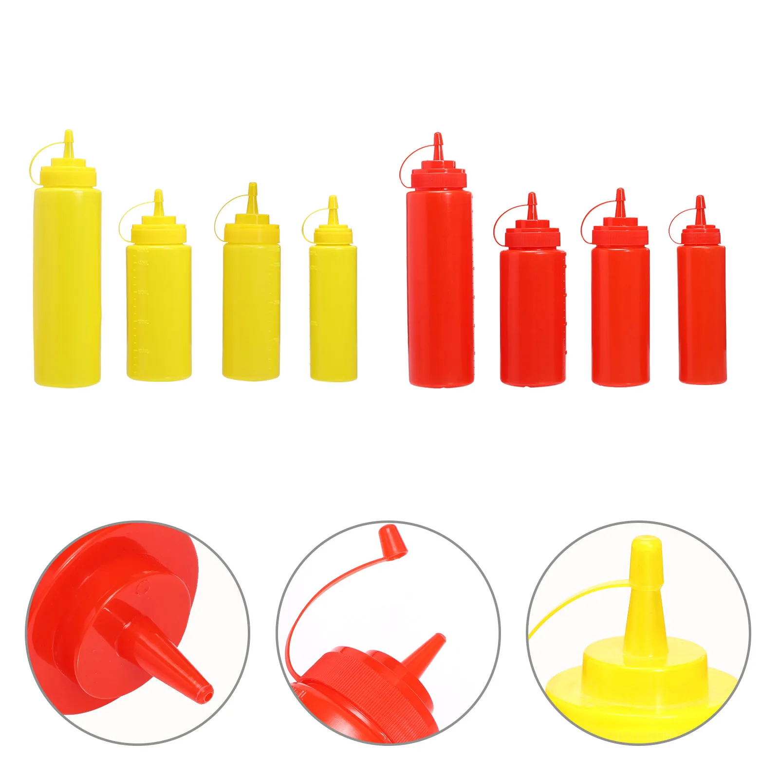 8 Botellas de Plástico para Exprimir, Ecológicas, de Material PE, a Prueba de Fugas, Dispensadores de Salsas para Cocina, para Ketchup, Mostaza y Aderezos para Ensaladas