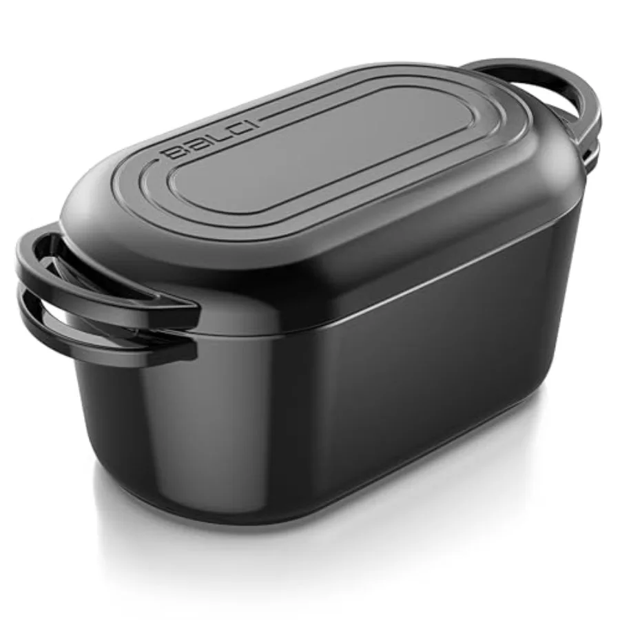 

Эмалированная чугунная жаровня (голландская печь) 3,5 л с крышкой – форма для выпечки хлеба на закваске, медленноварка, с двумя ручками, отлично подходит для роулингов (готовки на пару/тушения на пару)