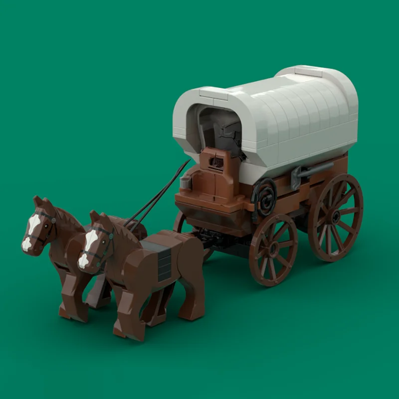 

163PCS City Hot Selling Street View Moc western Covered Wagon model DIY creative ideas Assembly Toy birthday Gift brick blocks