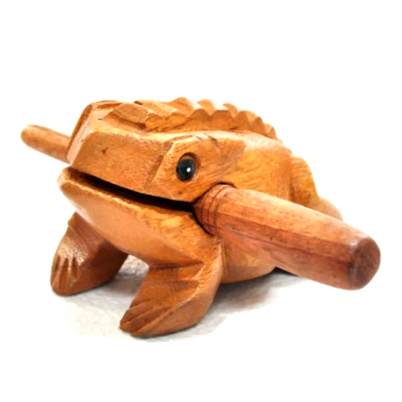 1PC Thailand Frog Wood Carving Ornaments Hand-carved Toad Creative Vocal Toys Solid Wood Toad Craft Scenic Souvenirs