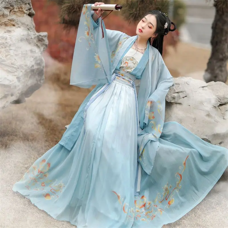 Hanfu Women Chinese Traditional Cosplay Costume Ancient Song Dynasty Chic Hanfu Sets Spring Summer Dance Fairy Princess Dress