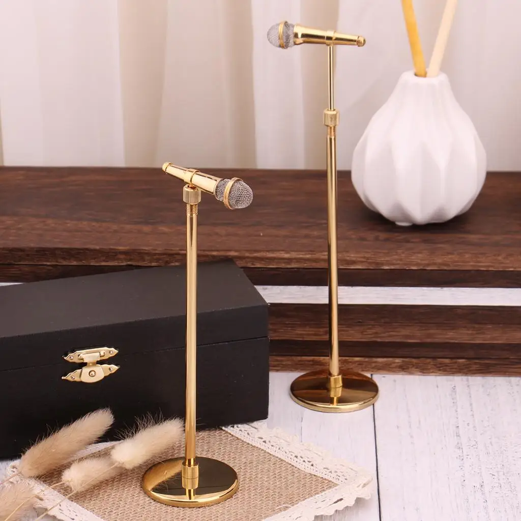 Miniature Microphone with Stand, 1/6 Scale Mic Accessories -