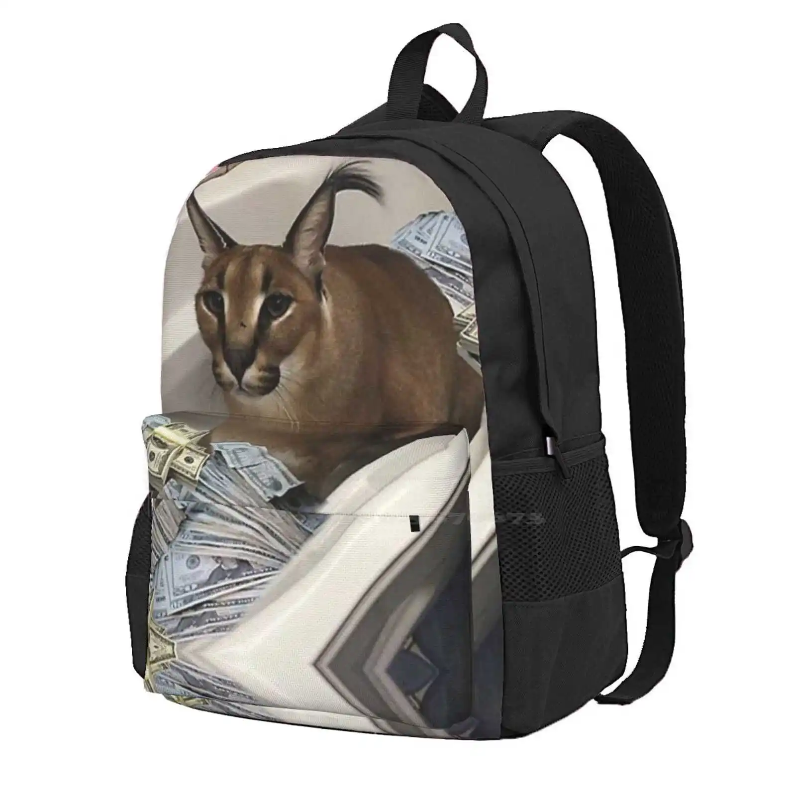 Big Floppa Cash Backpack For Student School Laptop Travel Bag Big Floppa Gosha Cat Meme Russian Cat Caracal