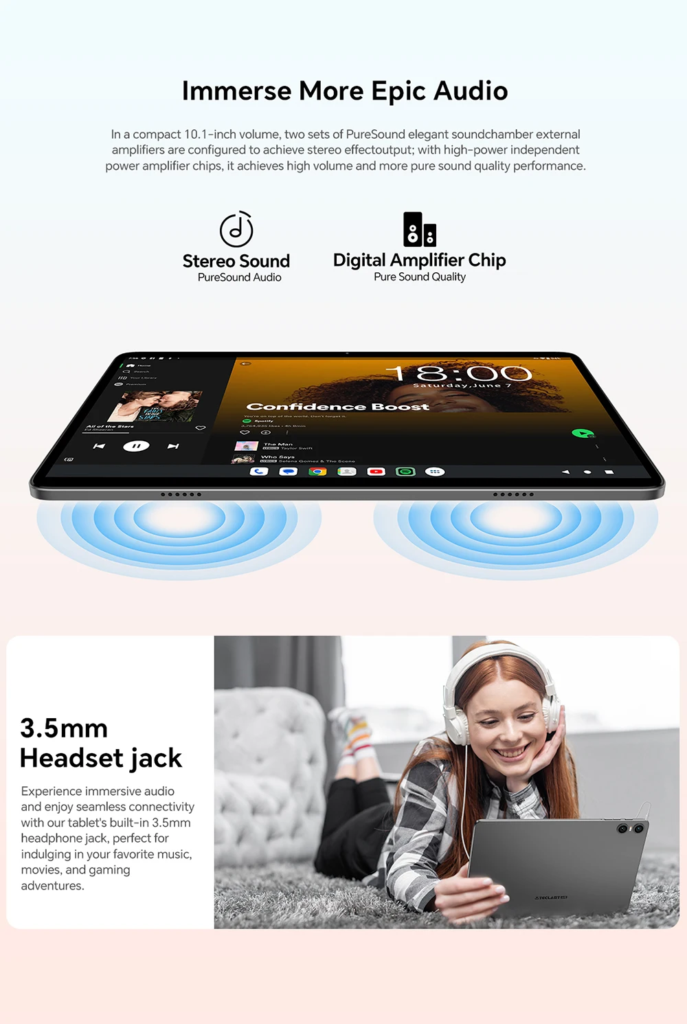 Tablet 10,1 Zoll TECLAST P30T Hülle Android 16 WiFi 3GB+13GB RAM 128GB 120Hz 6000mAh Tastatur-Maus-Hüllen-Set Duale Lautsprecher Gesichtserkennung Widevine L1 Netflix Kindermodus Leichtgewicht GPS – Detail 14