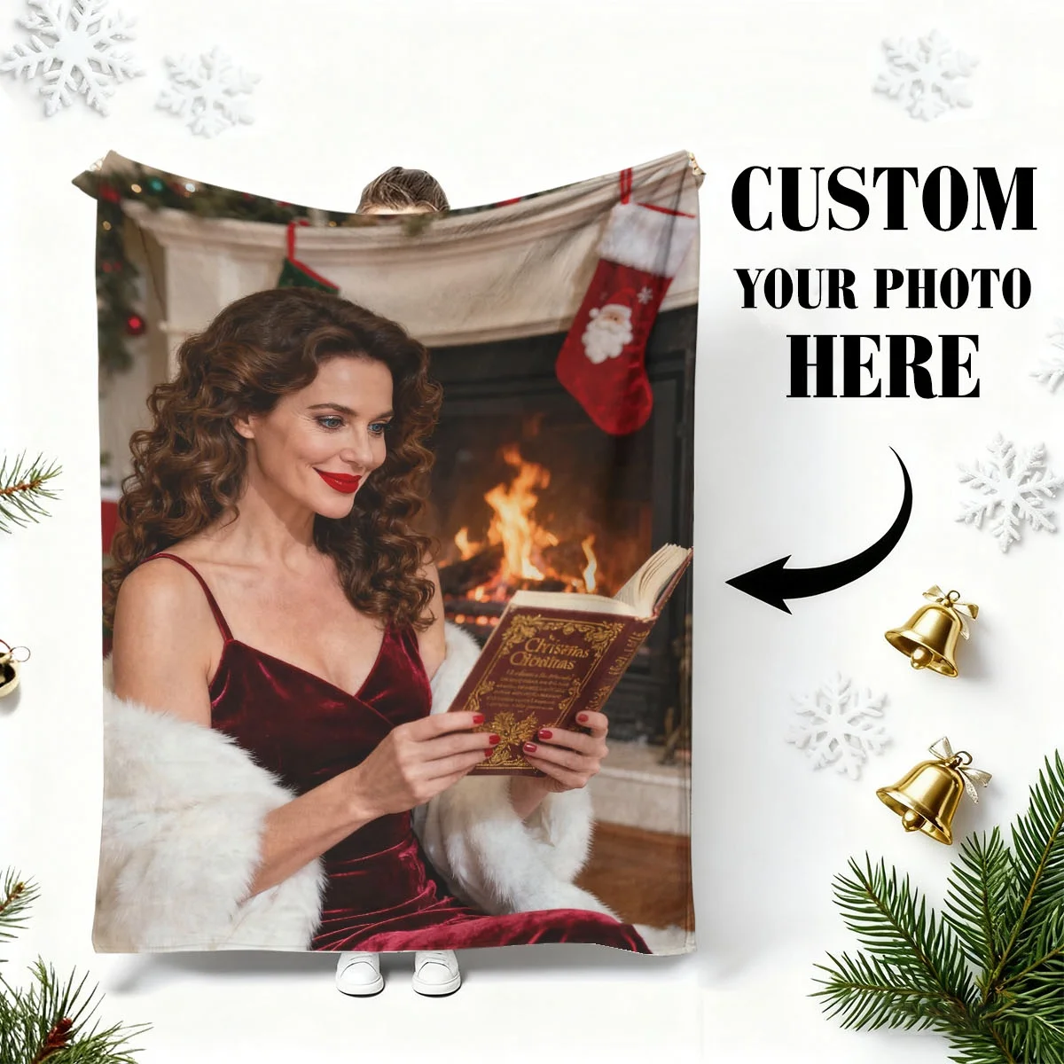 Benutzerdefinierte Weihnachts-Paar-Weihnachtsgedenk-Flanelldecke – personalisiertes Jubiläum + Weihnachtsdekorationsmuster, konstante Temperatur, maschinenwaschbar, nicht verformbar, geeignet für
