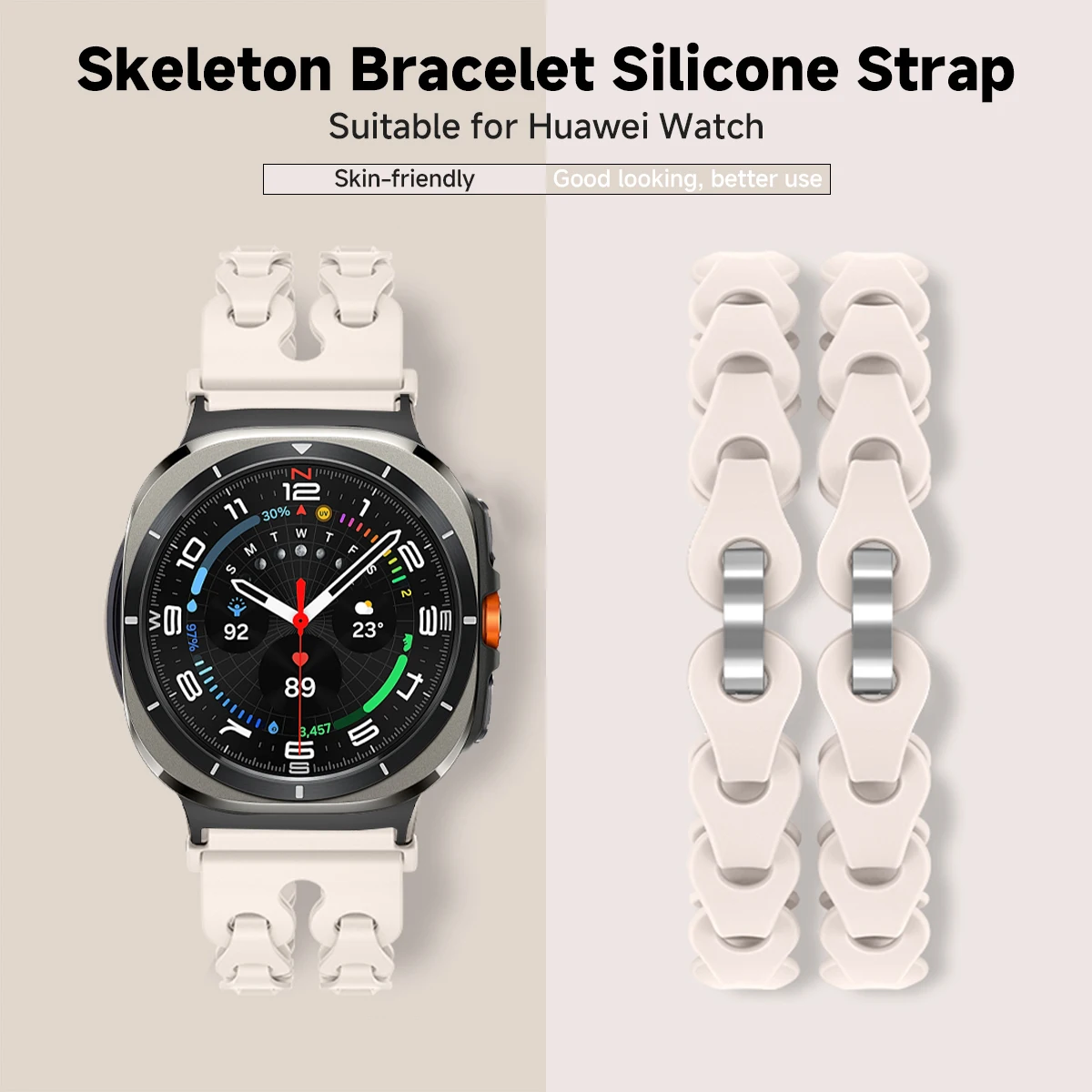 Silicone Chain Strap for Samsung Galaxy Watch 7 Ultra 47mm Wristband Band Bracelet for Galaxy Watch 47MM Replacement Watchband