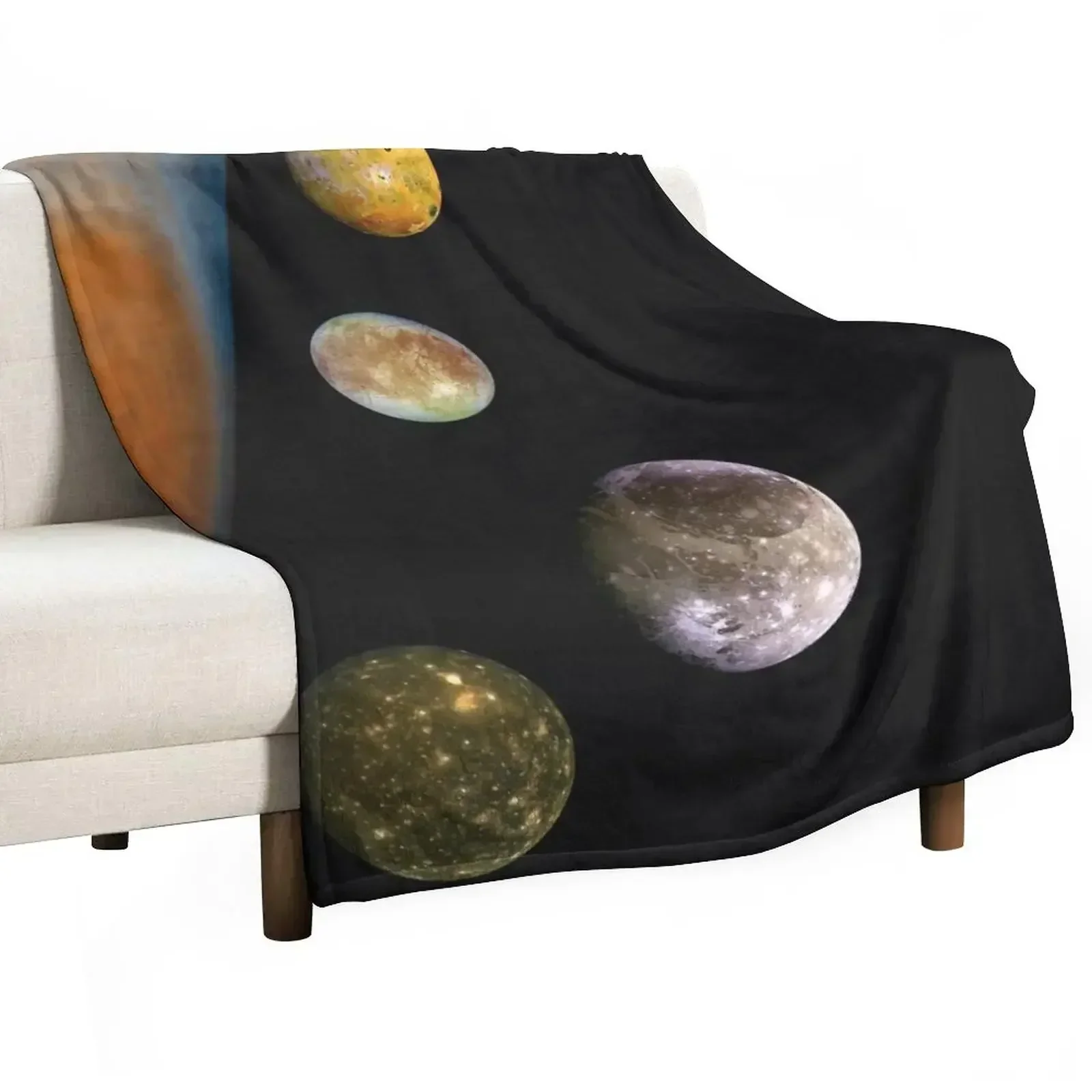 Jupiter, Io, Europa, Ganymede, Callisto Space Throw Blanket Plaid on the sofa Softest Blankets