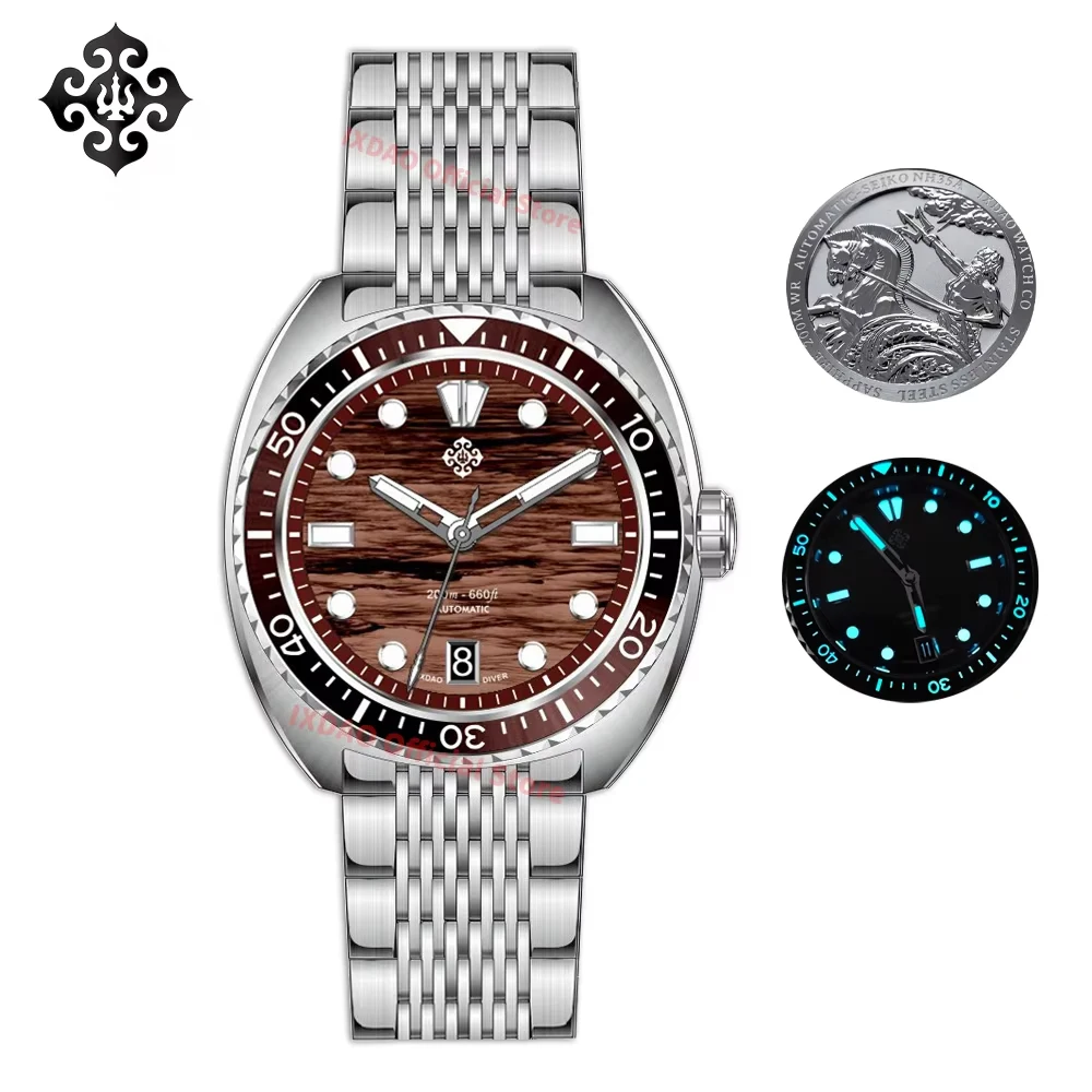 IXDAO IPOSE 2026 New Automatic Mechanical Men WatchNH35 Dragon Scale Pattern Watch Stainless Steel BWG-9 Diving reloj hombre image 3