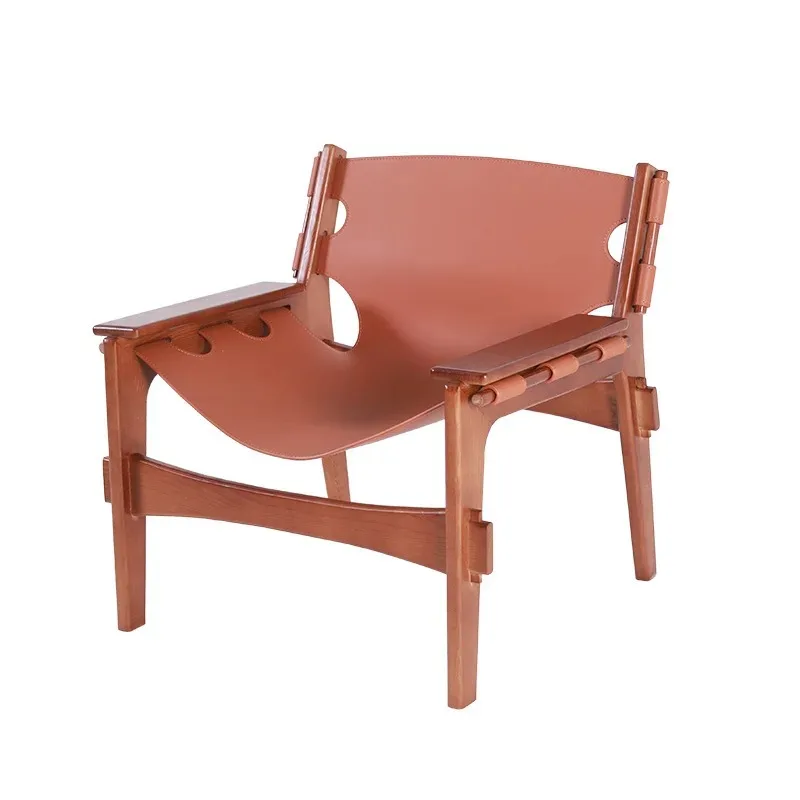 

Modern solid saddle leather sofa chair household small apartment balcony recliner