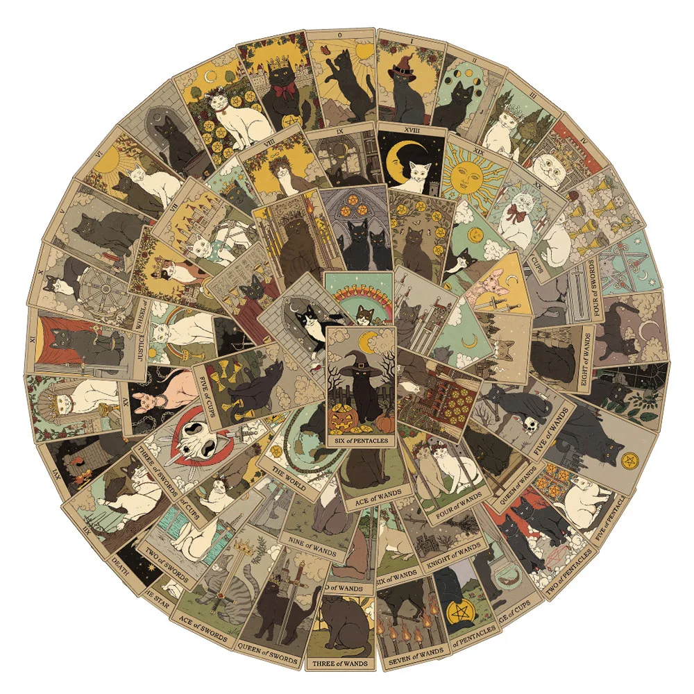 10/30/72 قطعة خمر الكلاسيكية القط نمط التارو ملصقات الديكور الشارات لعبة Laptop بها بنفسك محمول سكيت مقاوم للماء ملصق ريترو حزم #2