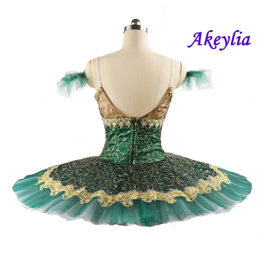 Soloist Esmeralda YAGP Classical Pancake Tutu professional Ballet Dress green gold handmade red Adult Ballet Dress Tutu For Girl