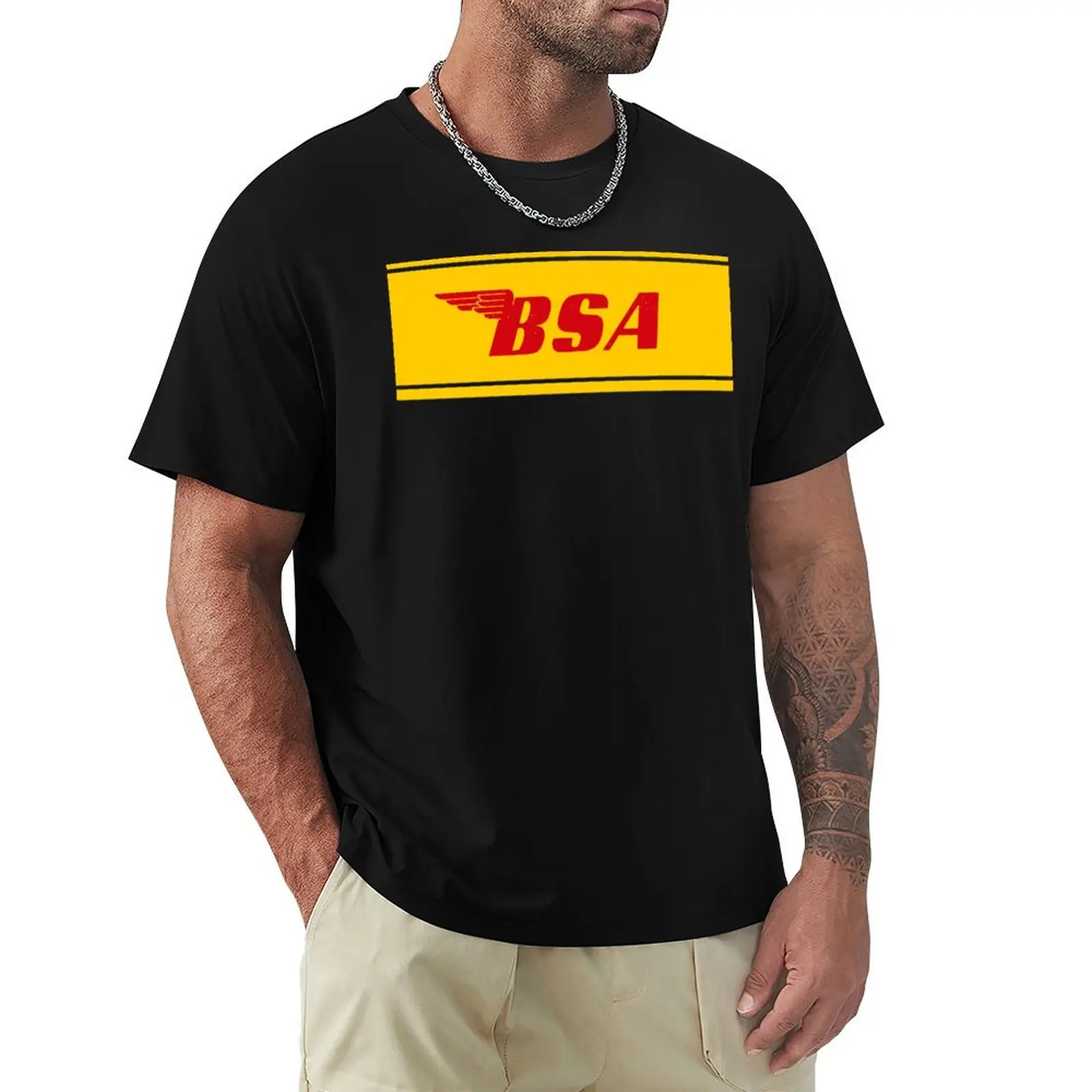 

B.S.A motorcycle wing.ed logo T-Shirt vintage Short sleeve tee tees heavyweights mens t shirts casual stylish
