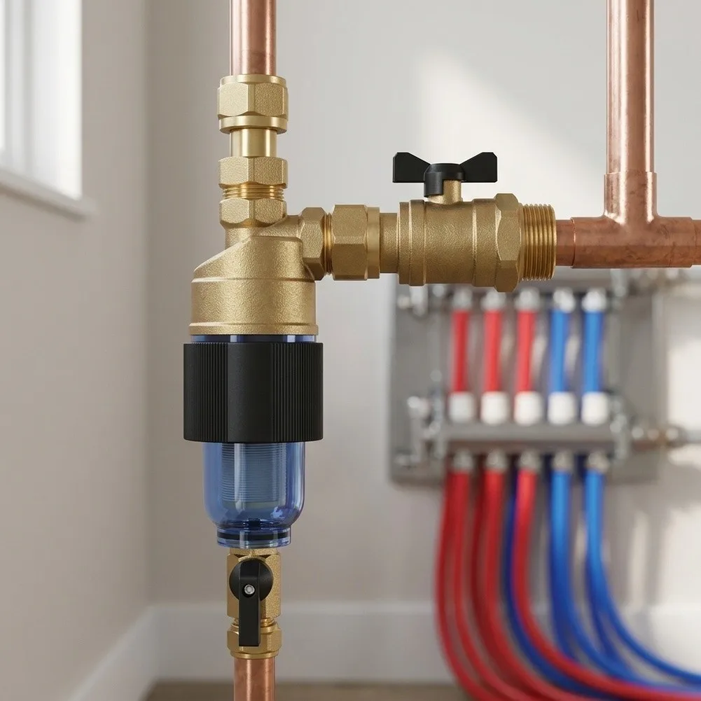 Heavy=Duty Magnetic Filter For Floor Heating & Wall-Hung Boiler Brass Construction Protects System From Sludge And Debris