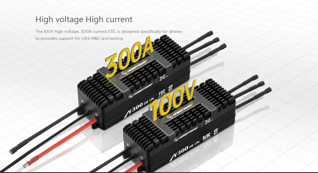 Hobbywing 24S high-efficiency  200KG take-off weight 300A ESC