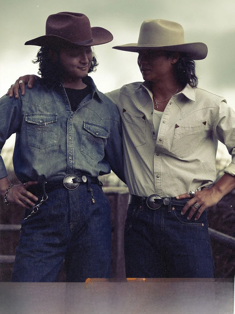 

Heavy Du Denim Long Sve irt Vintage Waed MBBCAR Slim Fit Youth Faion Cotton Jeanswear Wear Resistant American Sle