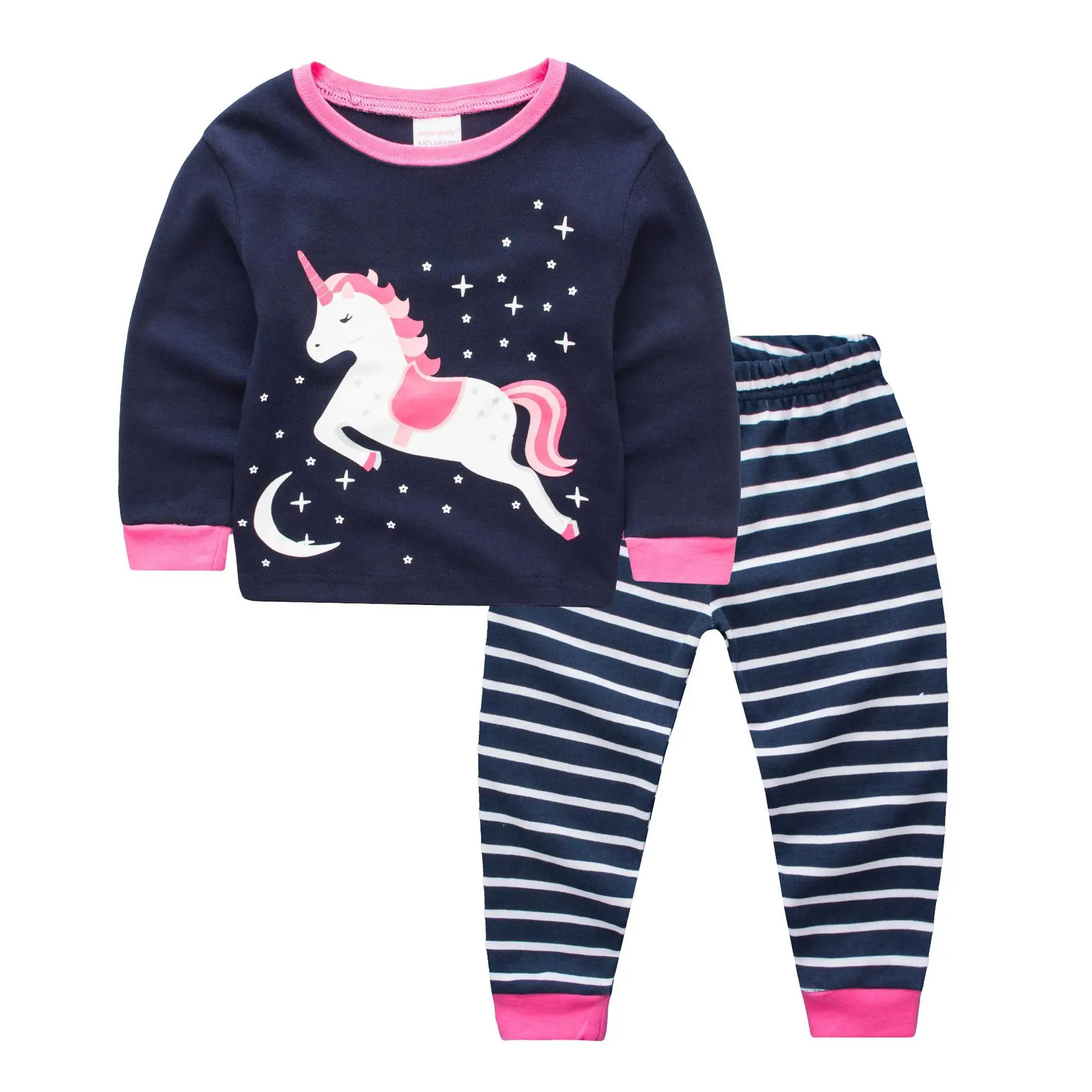 

2024 New Cotton Girls Unicorn Pajamas Long Sleeves Children Sleepwear Pijamas Baby Pyjamas Kids Set Homewear For 2-6 year