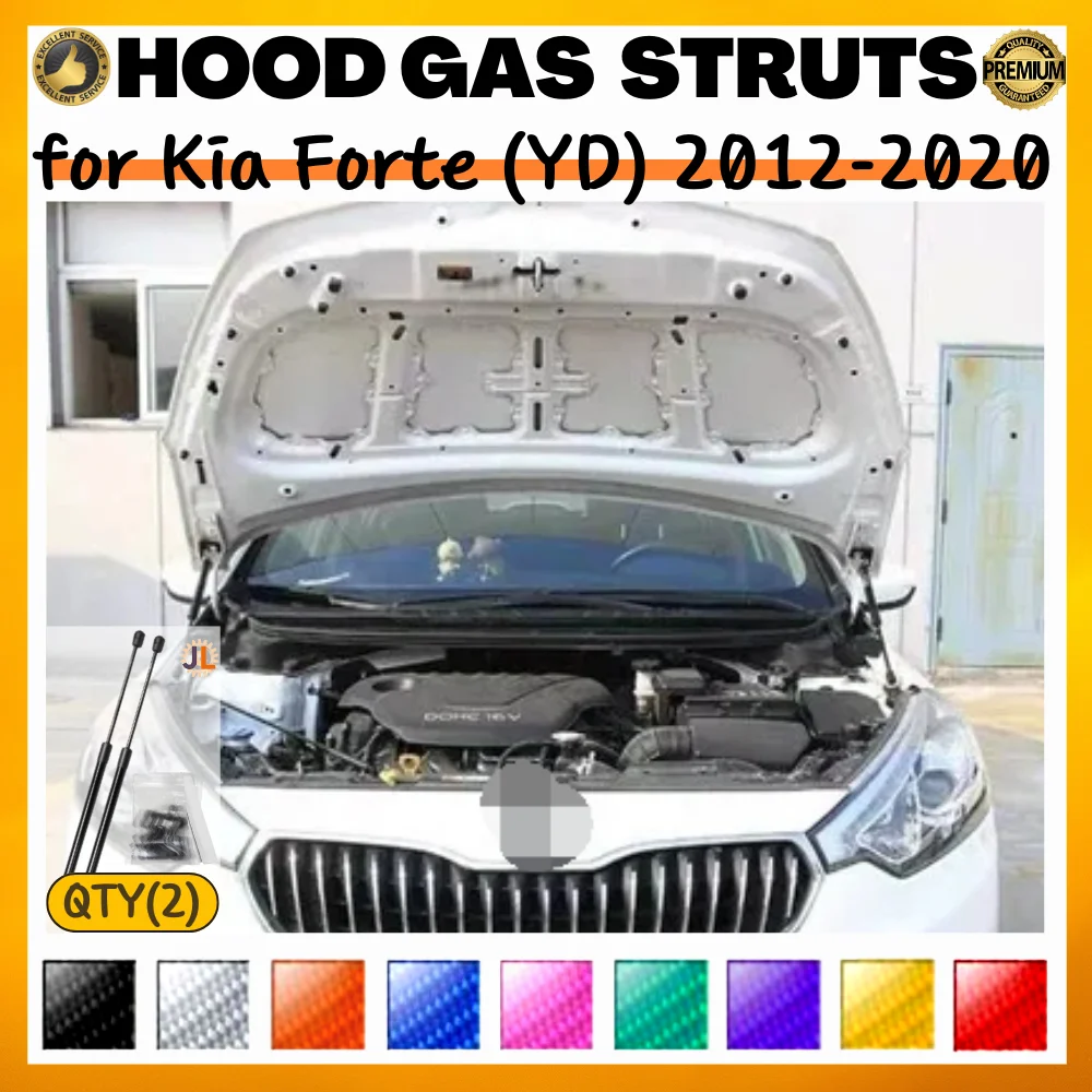 

Qty(2) Hood Struts for Kia Forte/Cerato (YD) 2012-2020 Front Bonnet Modify Gas Springs Shock Absorbers Lift Supports Dampers