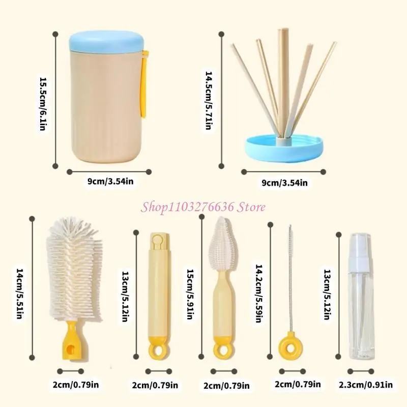 مجموعة فرشاة زجاجة الطفل R6FD متعددة الاستخدامات 360 دوران تنظيف زجاجة الطفل مجموعة فرشاة تغذية الرضع لصيانة سهلة الصيانة