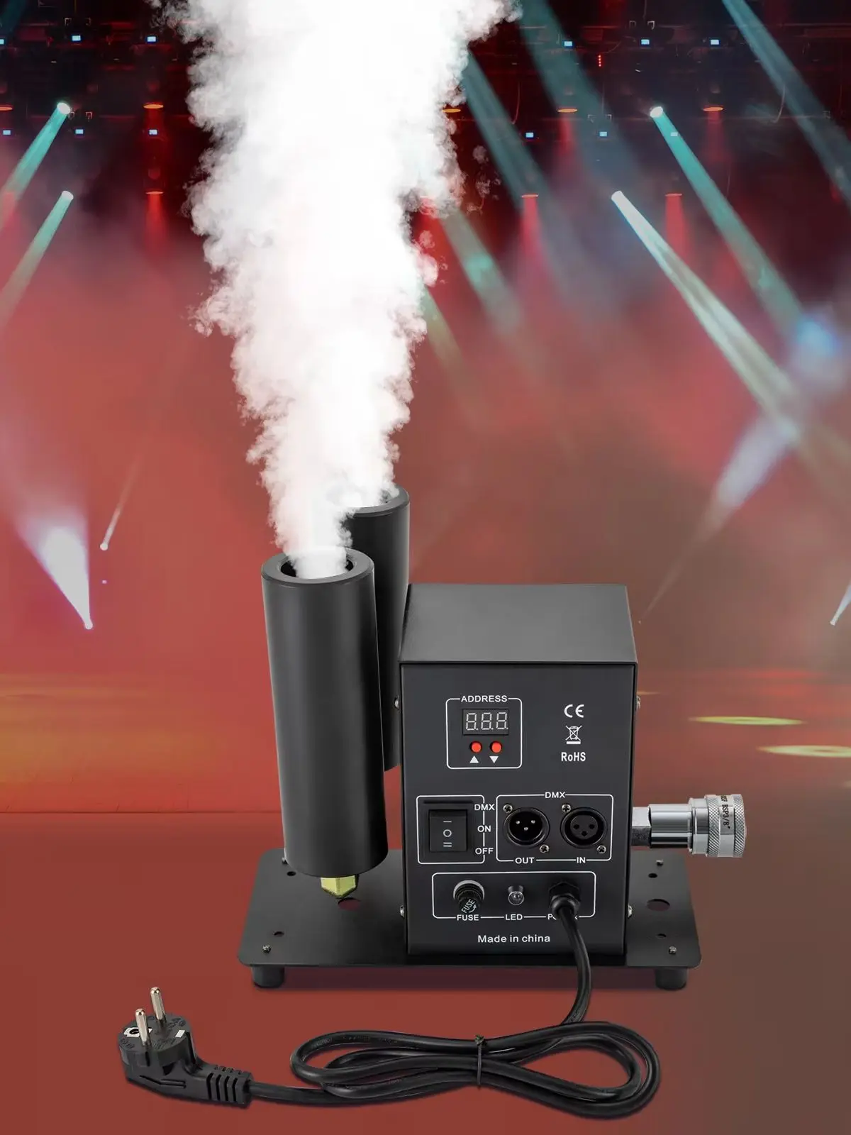 Tragbare CO2-Luftsäulen-Nebelmaschine mit Doppeldüsen, 150W Hochdruck-Rauchkanone für DJ-Events, Halloween, KTV und Bühnenatmosphäre