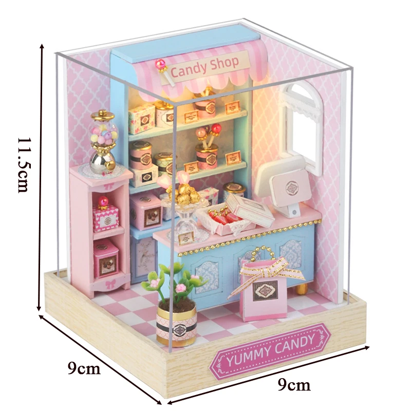 DIY Wooden Mini Casa Doll Houses Miniature Building Kits with Furniture LED Sakura Noodles Shop Dollhouse Toys for Friends Gifts