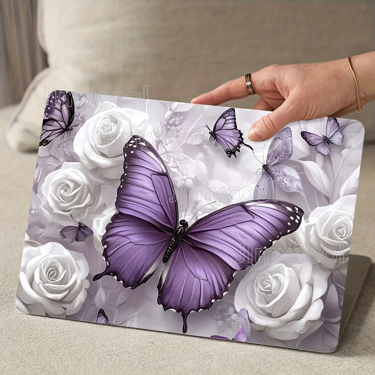 2Pcs Flower Butterfly Laptop Skin Sticker Waterproof Scratch Resistant PVC Stickers for Laptops Laptops Cars Decal Sticker